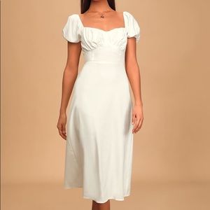 Lulus Dream Of Love PuffSleeve Smocked Midi Dress